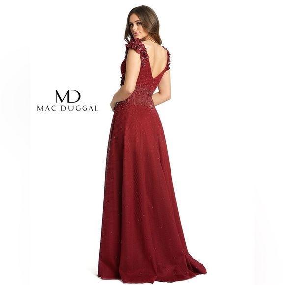 MAC DUGGAL 11152 NWT Floral Applique A-Line Evening Gown - Picture 2 of 7